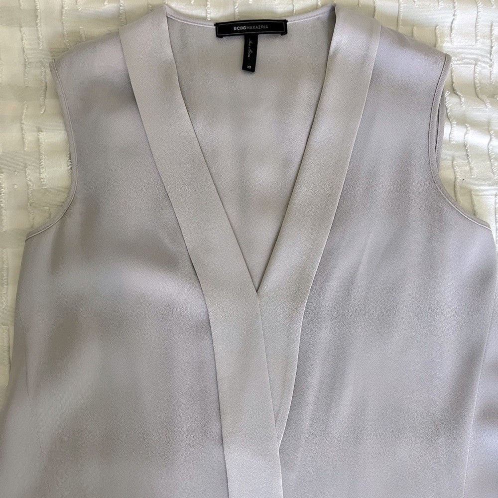 Beautiful Light Gray Assymetrical Hem BCBG Dress